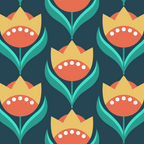 Scandinavian Floral Pattern, Teal, Orange and Mustard Yellow Retro Flowers 3 Coffee Mug Gallery Image 2