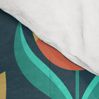 Scandinavian Floral Pattern, Teal, Orange and Mustard Yellow Retro Flowers 3 Comforter Gallery Image 4