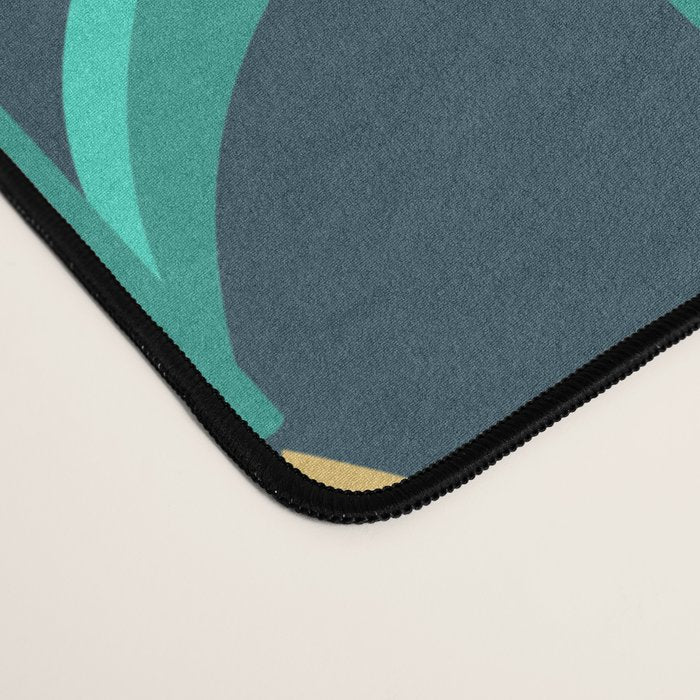 Scandinavian Floral Pattern, Teal, Orange and Mustard Yellow Retro Flowers 3 Desk Mat Gallery Image 4