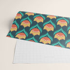 Scandinavian Floral Pattern, Teal, Orange and Mustard Yellow Retro Flowers 3 Wrapping Paper Gallery Image 2