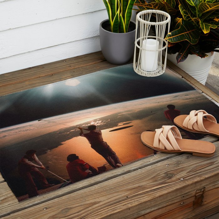 Golfers In Space Outdoor Rug Gallery Image 2
