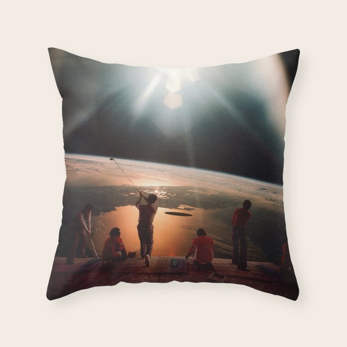 Golfers In Space Throw Pillow Gallery Image 1
