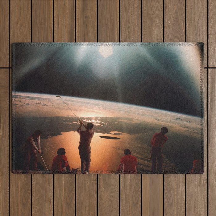Golfers In Space Outdoor Rug Gallery Image 1