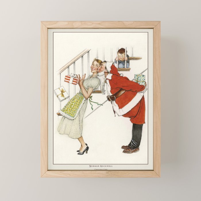 Vintage Christmas Poster-Christmas Card-Norman Rockwell 2. Mini Art Print Gallery Image 1