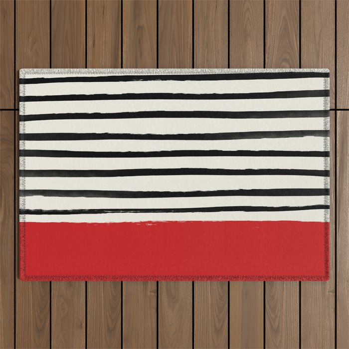 Red Chili x Stripes Outdoor Rug Gallery Image 1