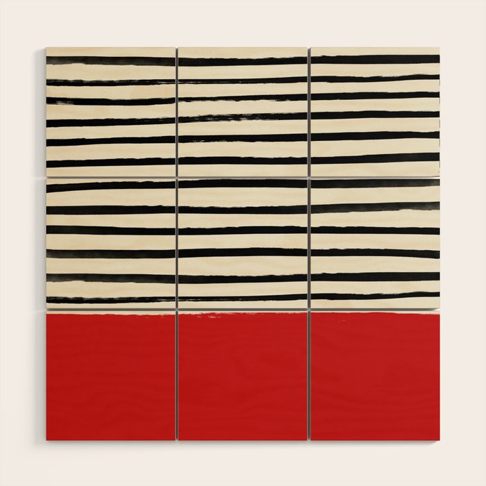 Red Chili x Stripes Wood Wall Art Gallery Image 1
