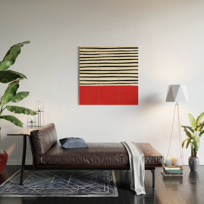 Red Chili x Stripes Wood Wall Art Gallery Image 2