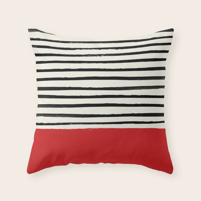 Red Chili x Stripes Throw Pillow Gallery Image 1