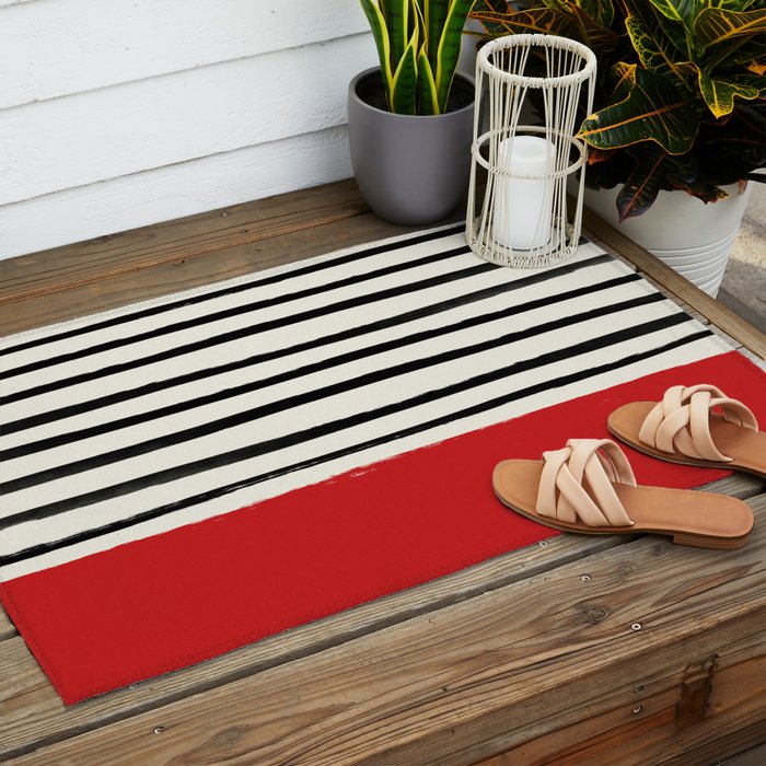 Red Chili x Stripes Outdoor Rug Gallery Image 2