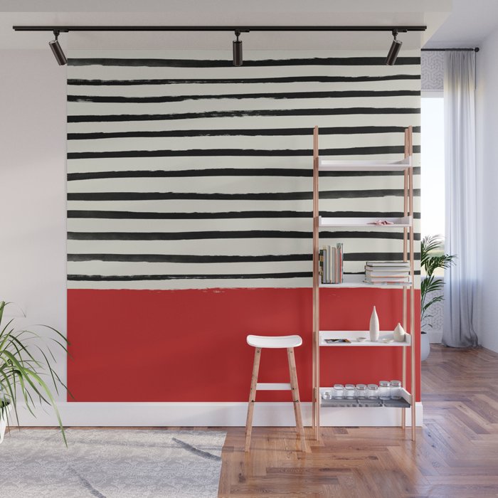 Red Chili x Stripes Wall Mural Gallery Image 1