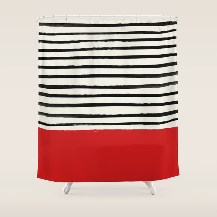 Red Chili x Stripes Shower Curtain Gallery Image 1