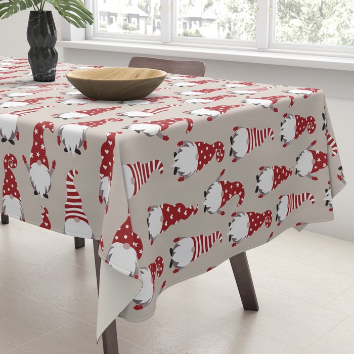 Christmas Gnomes Polka Pattern Tablecloth Gallery Image 3