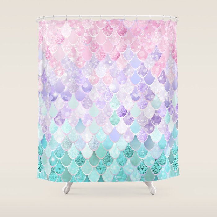 Mermaid Pastel Aesthetics Shower Curtain Gallery Image 1