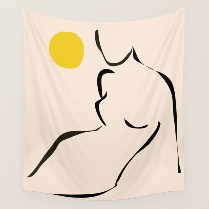 abstract minimal nude Wall Tapestry Gallery Image 4