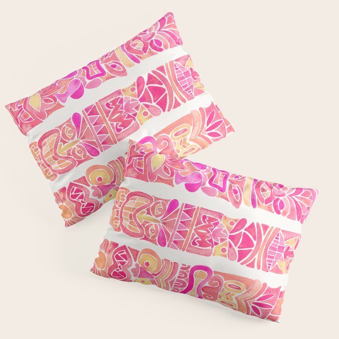 Tiki Totems - Pink Palette Pillow Sham Gallery Image 1