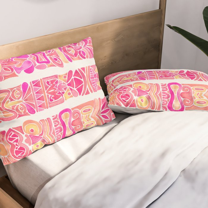 Tiki Totems - Pink Palette Pillow Sham Gallery Image 2