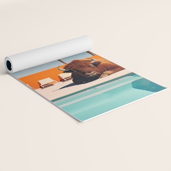 Bison By The Pool In Palm Springs Yoga Mat Gallery Image 2