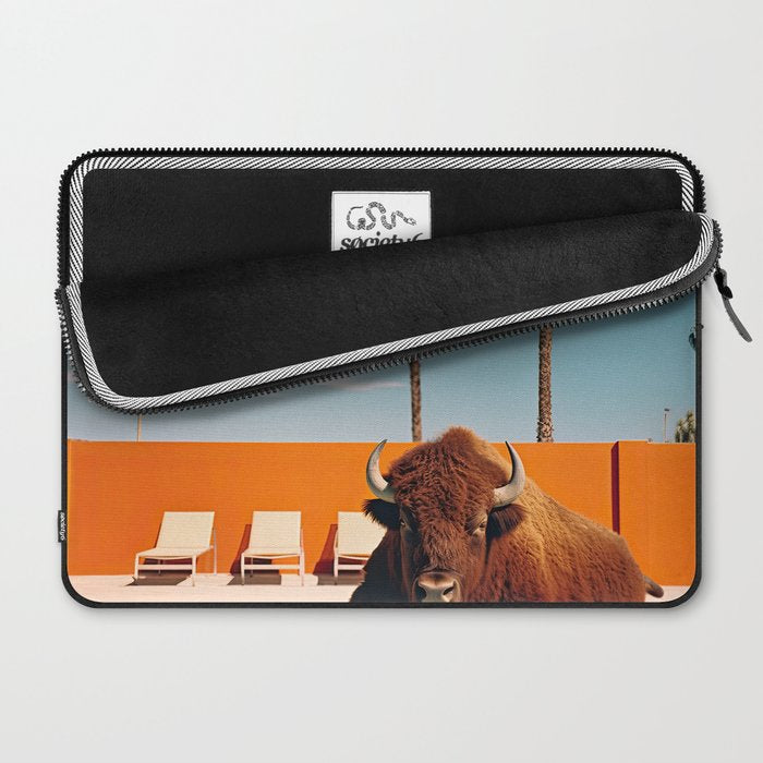 Bison By The Pool In Palm Springs Laptop Sleeve Gallery Image 2