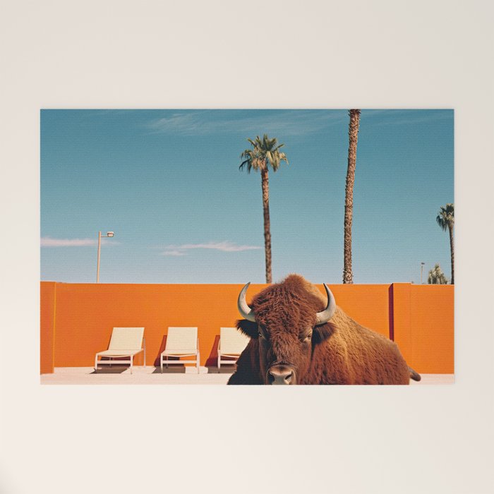 Bison By The Pool In Palm Springs Welcome Mat Gallery Image 1