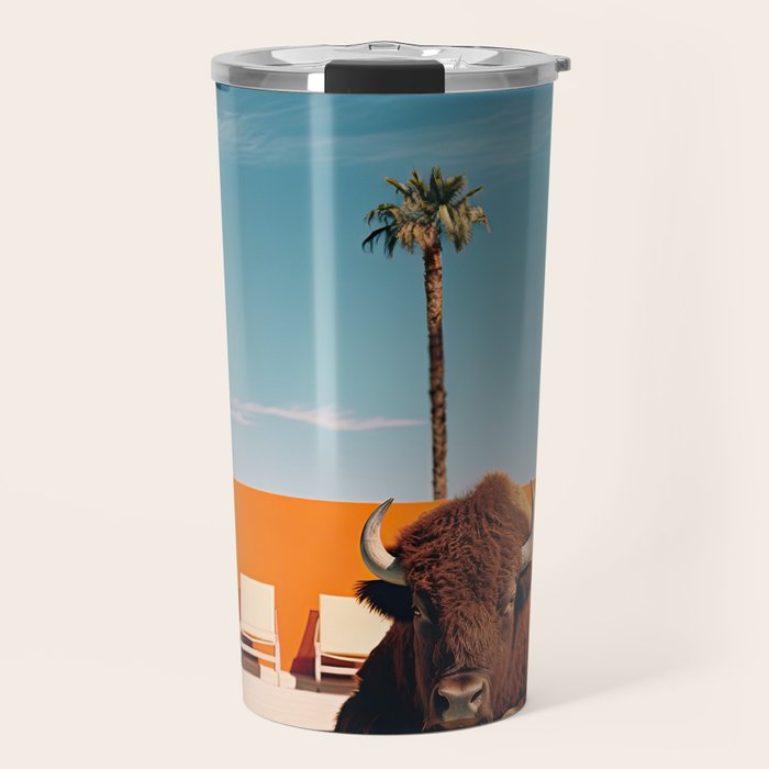 Bison By The Pool In Palm Springs Travel Mug Gallery Image 1