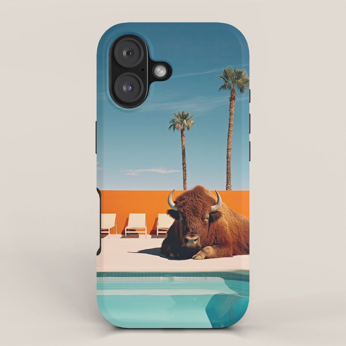 Bison By The Pool In Palm Springs iPhone Case Gallery Image 1