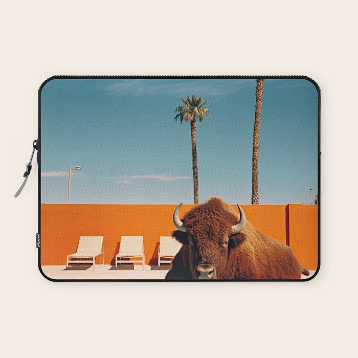 Bison By The Pool In Palm Springs Laptop Sleeve Gallery Image 1