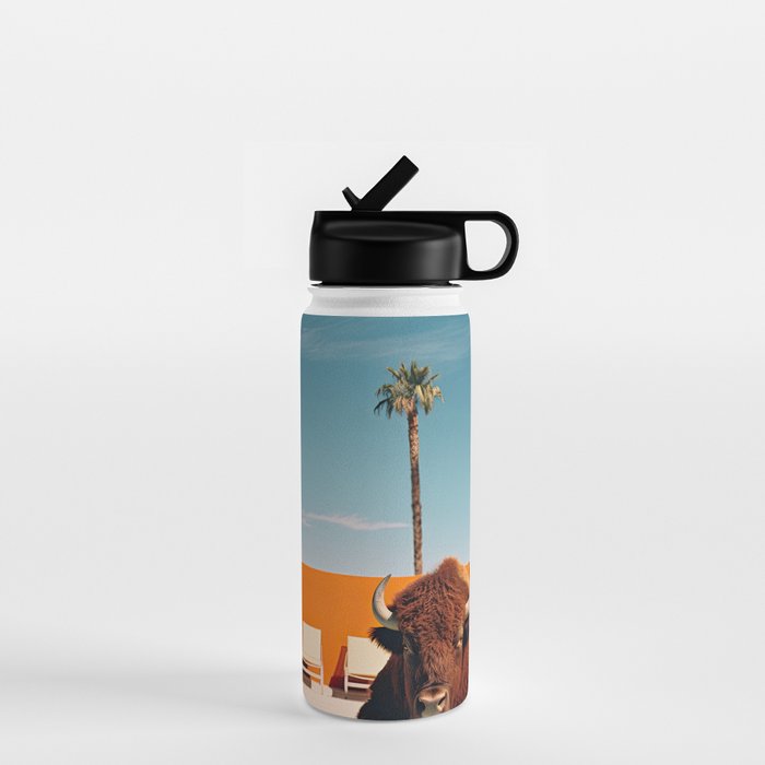 Bison By The Pool In Palm Springs Water Bottle Gallery Image 1