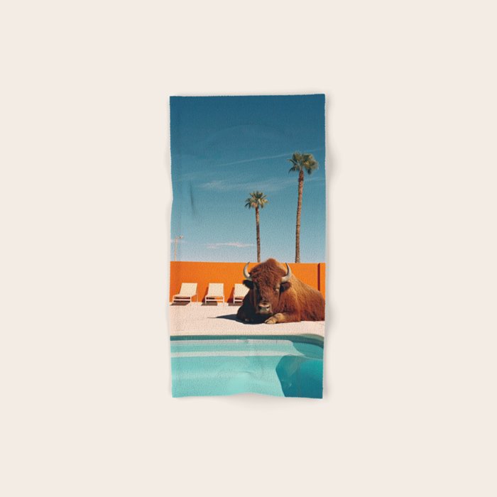 Bison By The Pool In Palm Springs Bath Towel Gallery Image 1