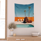 Bison By The Pool In Palm Springs Wall Tapestry Gallery Image 2
