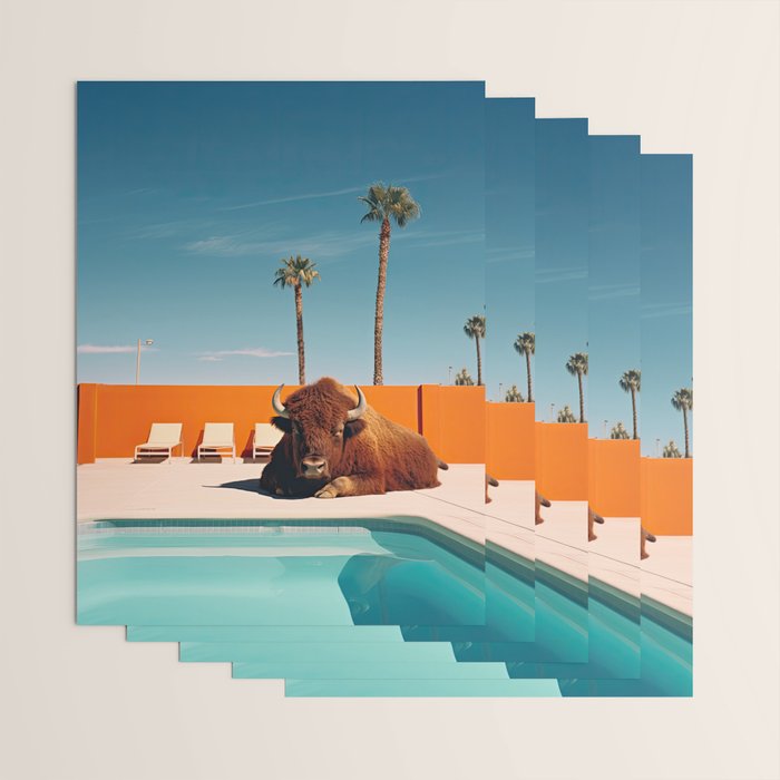 Bison By The Pool In Palm Springs Wrapping Paper Gallery Image 3