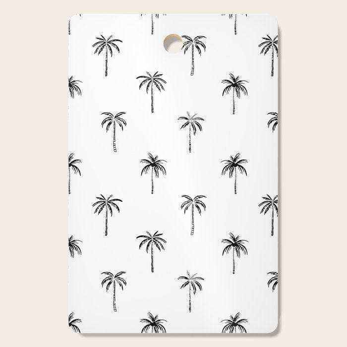 Black and white tropical palm tree pattern Cutting Board Gallery Image 1