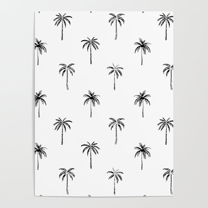 Black and white tropical palm tree pattern Poster Gallery Image 4
