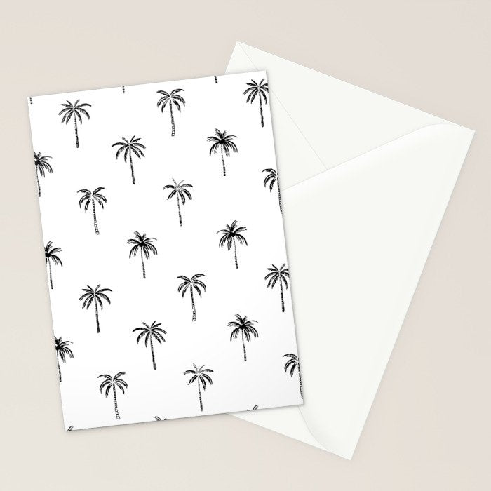 Black and white tropical palm tree pattern Stationery Card Gallery Image 2