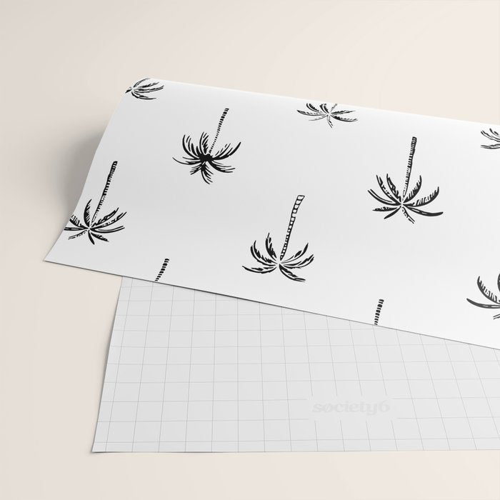 Black and white tropical palm tree pattern Wrapping Paper Gallery Image 2