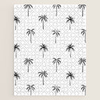 Black and white tropical palm tree pattern Jigsaw Puzzle Gallery Image 1
