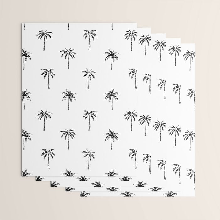 Black and white tropical palm tree pattern Wrapping Paper Gallery Image 3