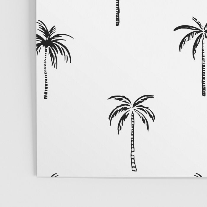 Black and white tropical palm tree pattern Poster Gallery Image 3