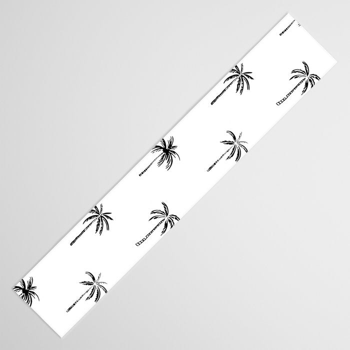 Black and white tropical palm tree pattern Table Runner Gallery Image 3