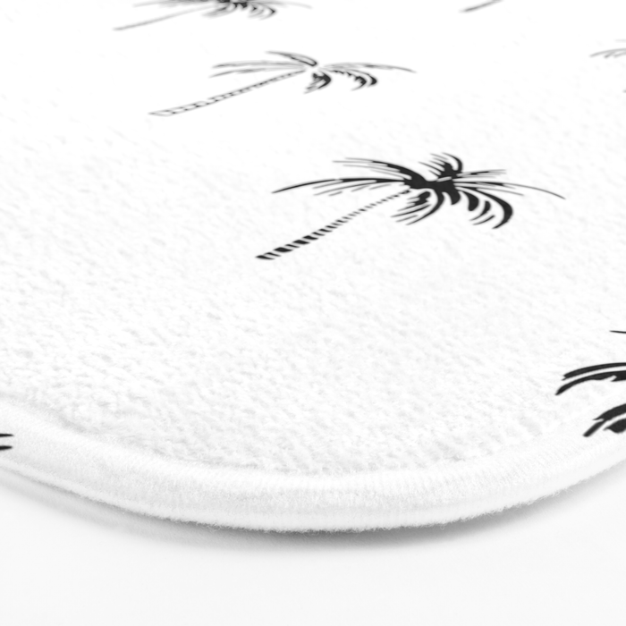 Black and white tropical palm tree pattern Bath Mat Gallery Image 3