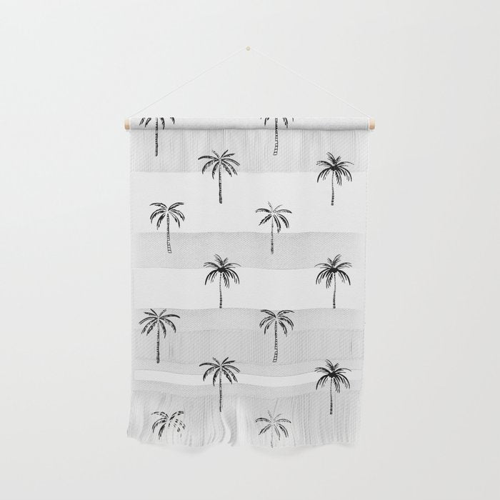 Black and white tropical palm tree pattern Wall Hanging Gallery Image 1