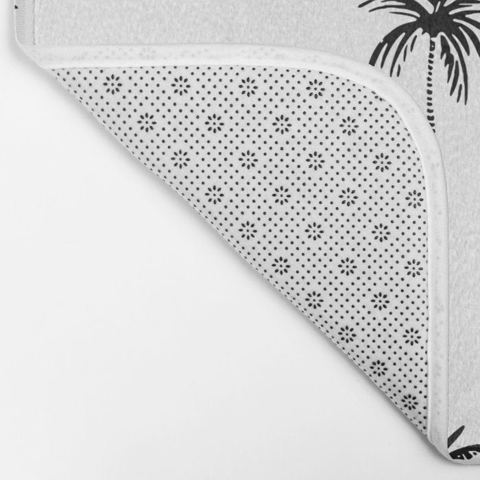 Black and white tropical palm tree pattern Bath Mat Gallery Image 2