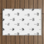 Black and white tropical palm tree pattern Outdoor Rug Gallery Image 1