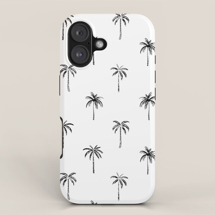 Black and white tropical palm tree pattern iPhone Case Gallery Image 1