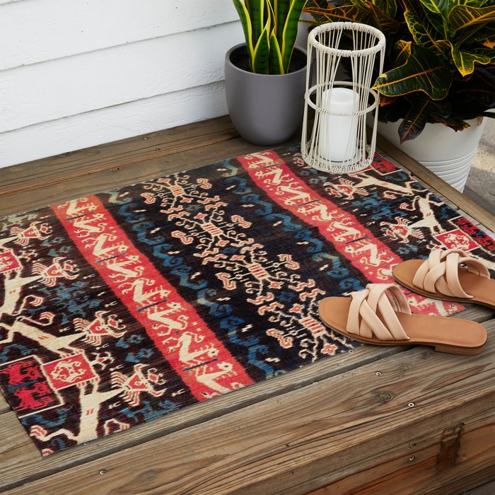 Sumba East Indonesian Ikat Print Outdoor Rug Gallery Image 2