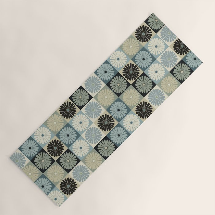 Retro Flowers Check Pattern VI Yoga Mat Gallery Image 1