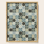 Retro Flowers Check Pattern VI Serving Tray Gallery Image 1