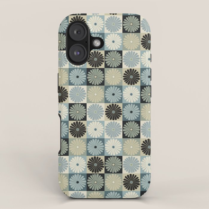 Retro Flowers Check Pattern VI iPhone Case Gallery Image 1