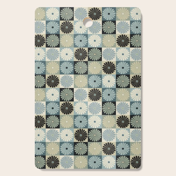 Retro Flowers Check Pattern VI Cutting Board Gallery Image 1