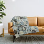 Retro Flowers Check Pattern VI Throw Blanket Gallery Image 1