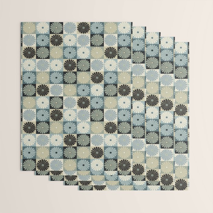Retro Flowers Check Pattern VI Wrapping Paper Gallery Image 3